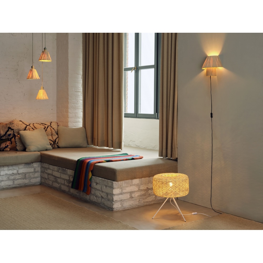 Ledvance - Candeeiro suspenso DECOR RAFFIA 3xE27/15W/230V bastão de ráfia