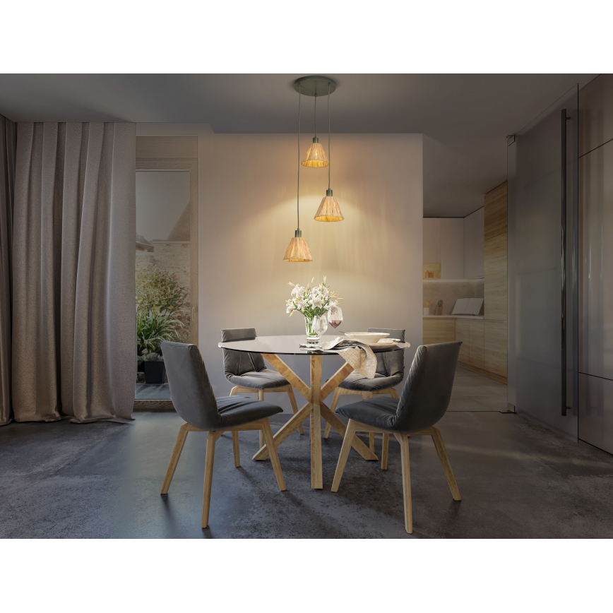 Ledvance - Candeeiro suspenso DECOR RAFFIA 3xE27/15W/230V bastão de ráfia