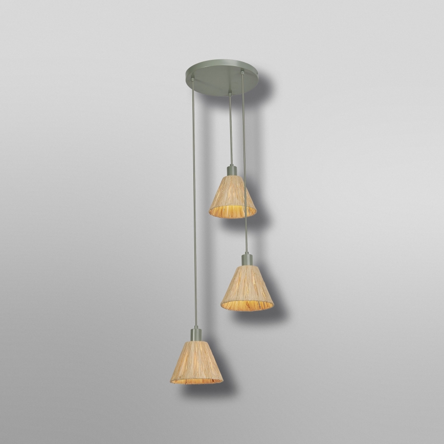 Ledvance - Candeeiro suspenso DECOR RAFFIA 3xE27/15W/230V bastão de ráfia