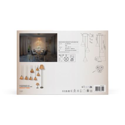 Ledvance - Candeeiro suspenso DECOR RAFFIA 3xE27/15W/230V bastão de ráfia