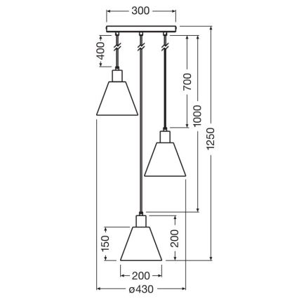 Ledvance - Candeeiro suspenso DECOR RAFFIA 3xE27/15W/230V bastão de ráfia