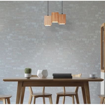 Ledvance - Candelabro suspenso LED com regulação DECOR WOOD 3xLED/7W/230V Wi-Fi