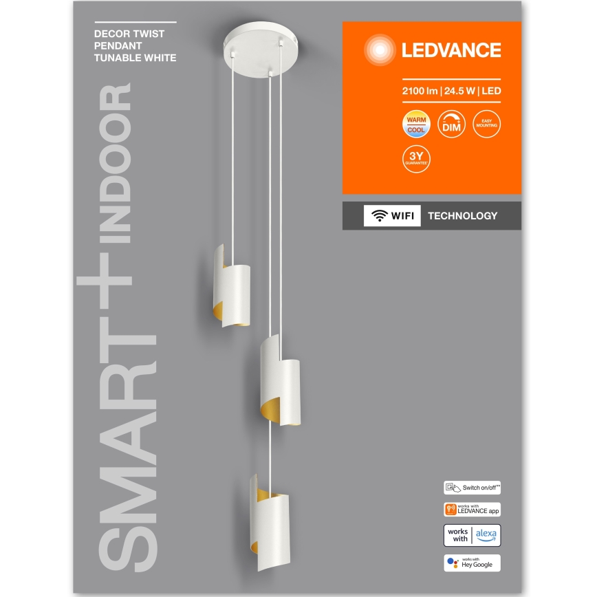 Ledvance - Candelabro suspenso LED com regulação SMART+ DECOR 3xLED/8W/230V branco Wi-Fi