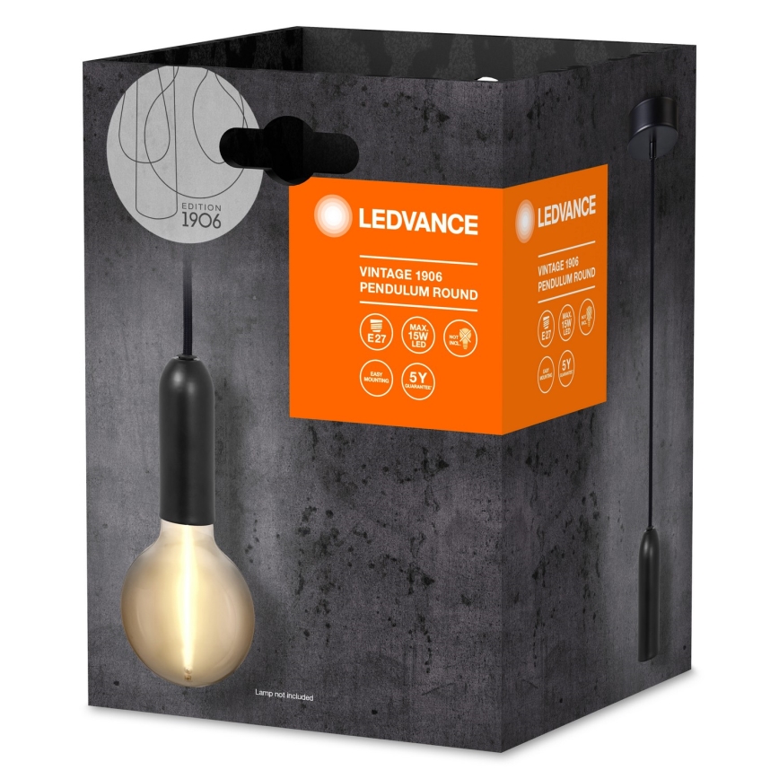 Ledvance - Candelabro suspenso PENDULUM ROUND 1xE27/15W/230V preto