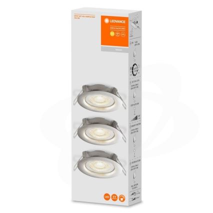 Ledvance - CONJUNTO 3x Focos de encastrar LED com regulação SIMPLE LED/4,9W/230V