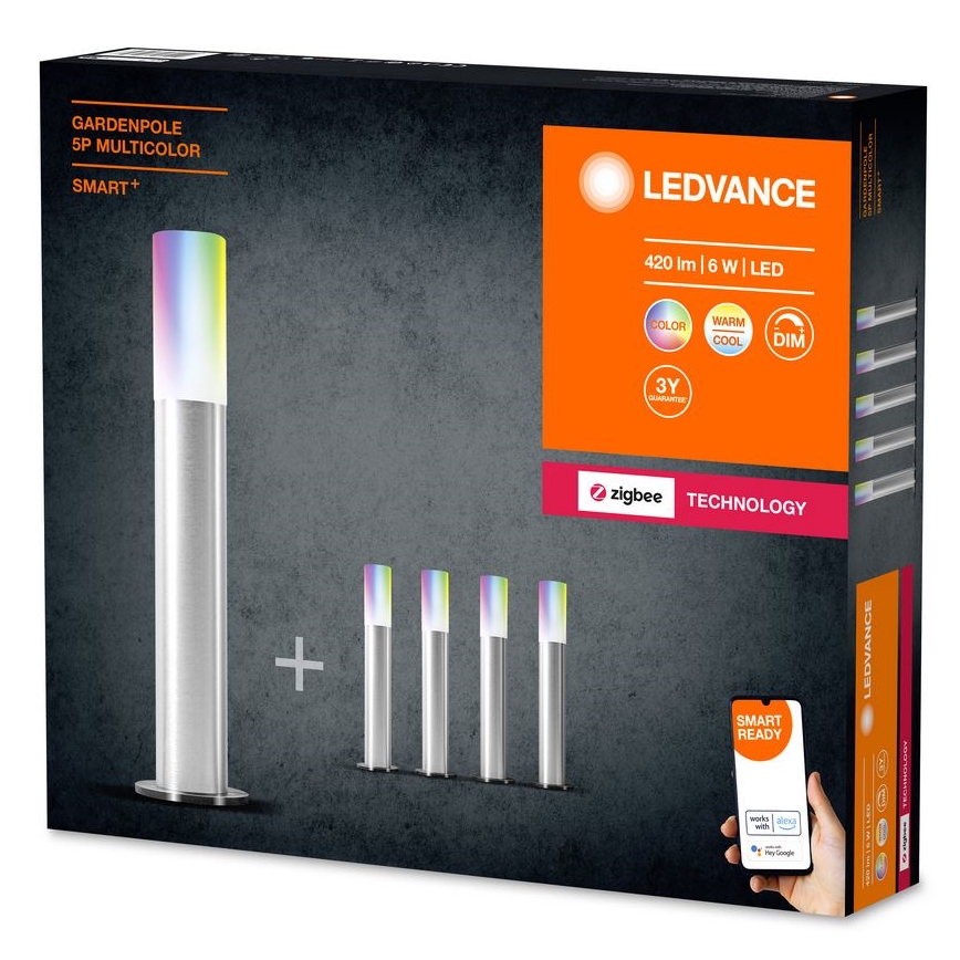Ledvance - CONJUNTO 5x  Candeeiros para exterior LED RGBW regulável SMART+ GARDENPOLE LED/6W/230V IP44
