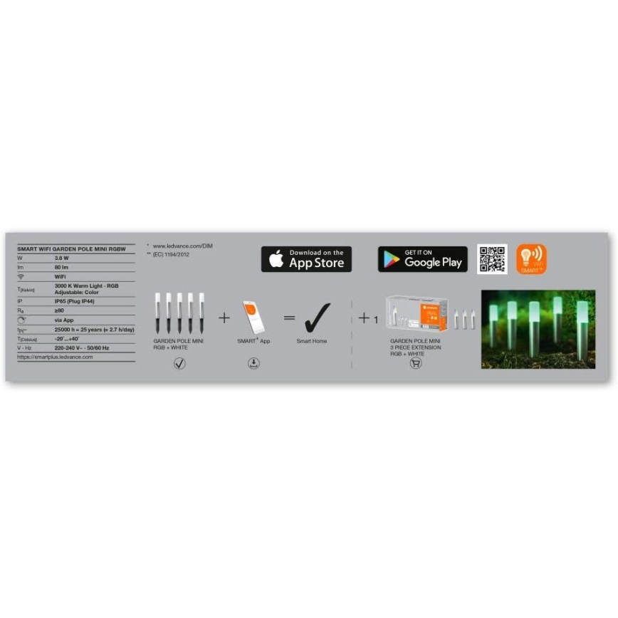 Ledvance - CONJUNTO 5x LED RGBW Candeeiro exterior SMART+ GP5xLED/5,7W/230V IP65 Wi-Fi