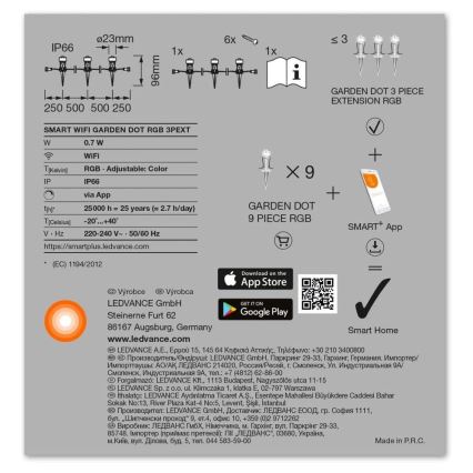 Ledvance - Conjunto de extensão para exterior LED RGB SMART+ DOT 3xLED/0,7W/230V IP65 Wi-Fi