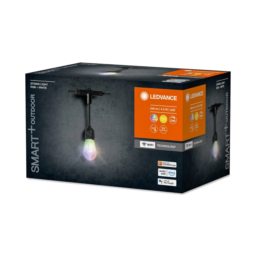 Ledvance- Corrente exterior LED RGBW com regulação SMART+ STRING 12xLED/0,37W/230V IP44 Wi-Fi
