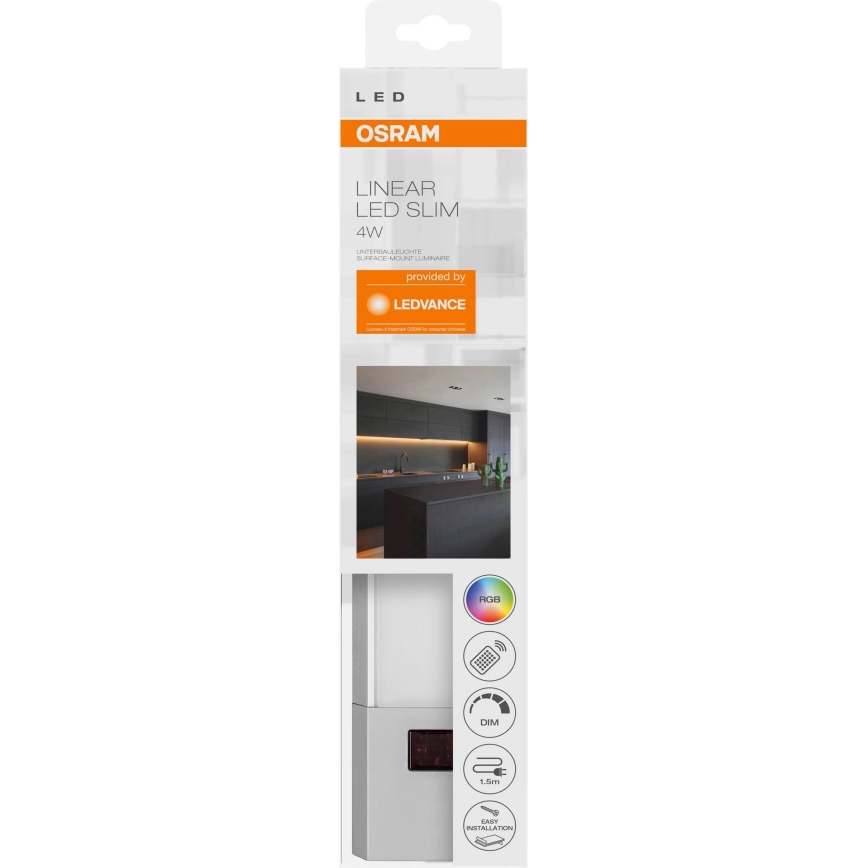 Ledvance - Holofote de fundo de armário de cozinha RGB LED SLIM LED/4W/230V + controlo remoto