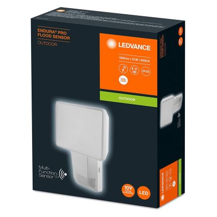 Ledvance - Holofote de parede exterior LED com sensor FLOOD LED/15W/230V IP55