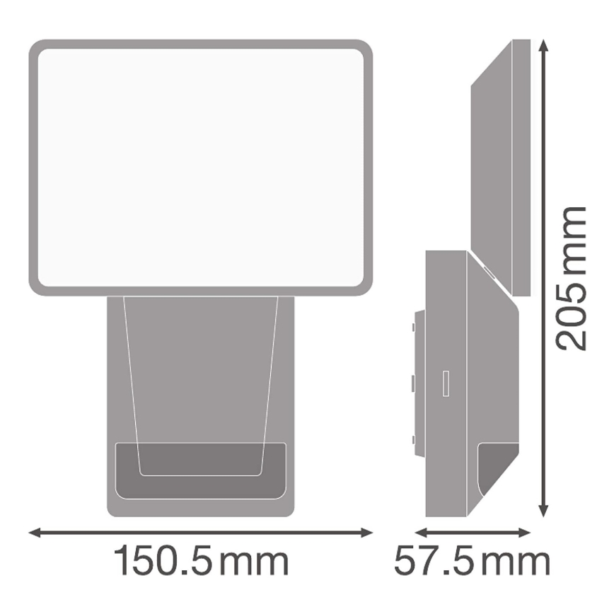 Ledvance - Holofote de parede exterior LED com sensor FLOOD LED/15W/230V IP55