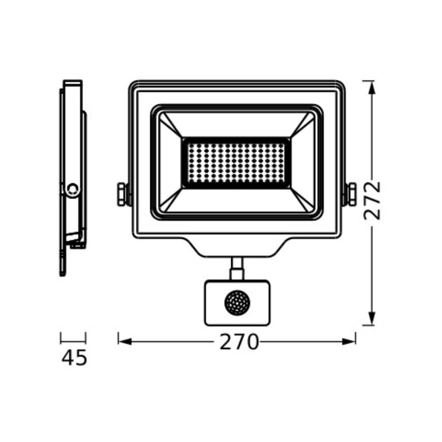 Ledvance - LED Holofote exterior de parede com sensor FLOODLIGHT ESSENTIAL LED/100W/230V IP65