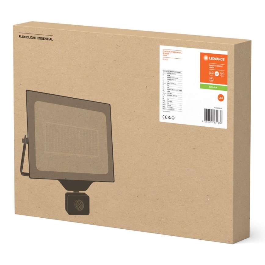 Ledvance - LED Holofote exterior de parede com sensor FLOODLIGHT ESSENTIAL LED/200W/230V IP65