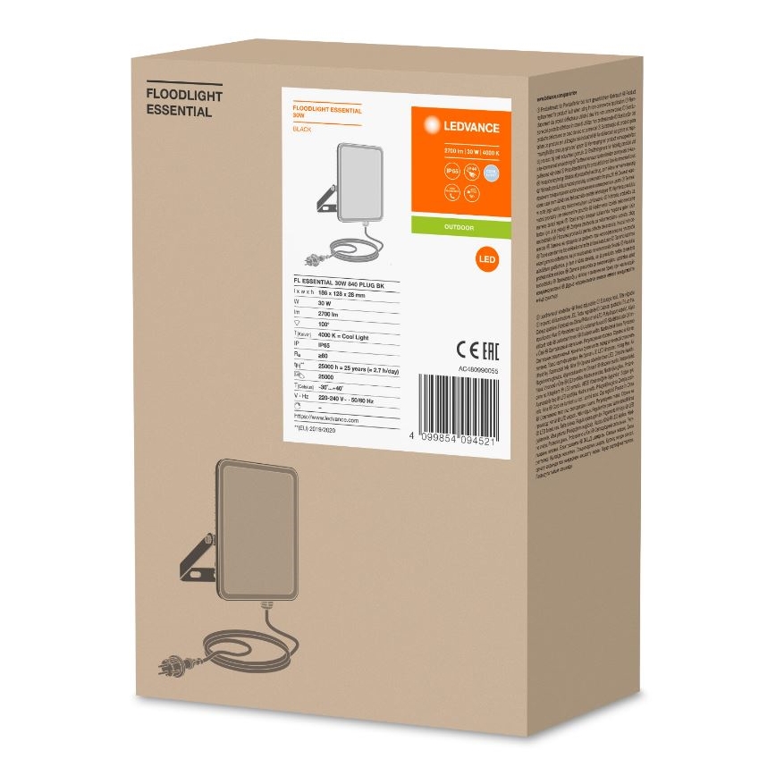 Ledvance - LED Holofote exterior de parede FLOODLIGHT ESSENTIAL LED/30W/230V 4000K IP65