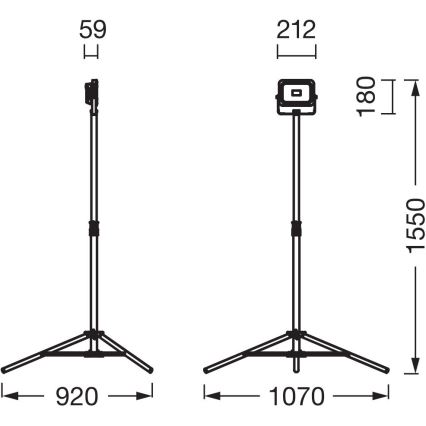 Ledvance - Holofote LED com regulação com um suporte WORKLIGHT TRIPOD LED/20W/3,7V 1500 mAh IP54