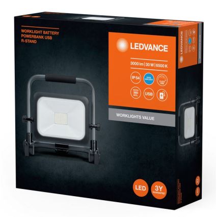 Ledvance - LED Regulação exterior rechargeable holofote WORKLIGHT BATTERY LED/30W/5V IP54