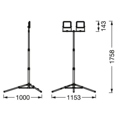 Ledvance - Holofote exterior LED com um suporte WORKLIGHT TRIPOD 2xLED/10W/230V 6500K IP65