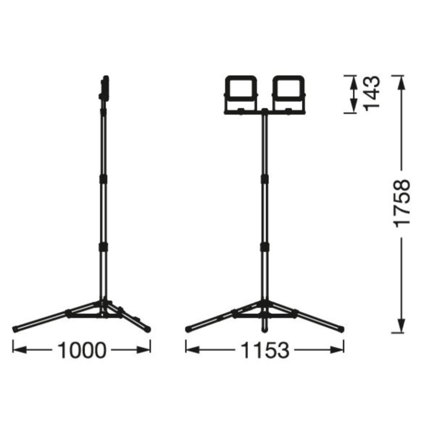 Ledvance - Holofote exterior LED com um suporte WORKLIGHT TRIPOD 2xLED/10W/230V 6500K IP65