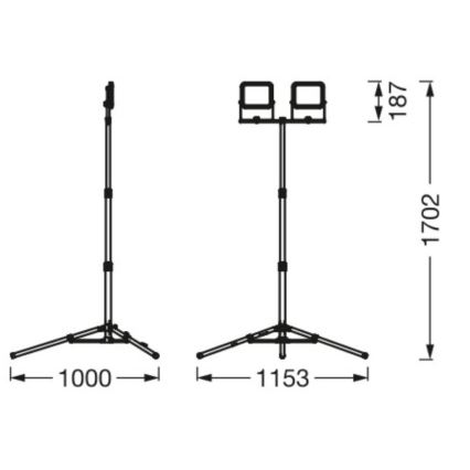 Ledvance - Holofote exterior LED com um suporte WORKLIGHT TRIPOD 2xLED/20W/230V 6500K IP65