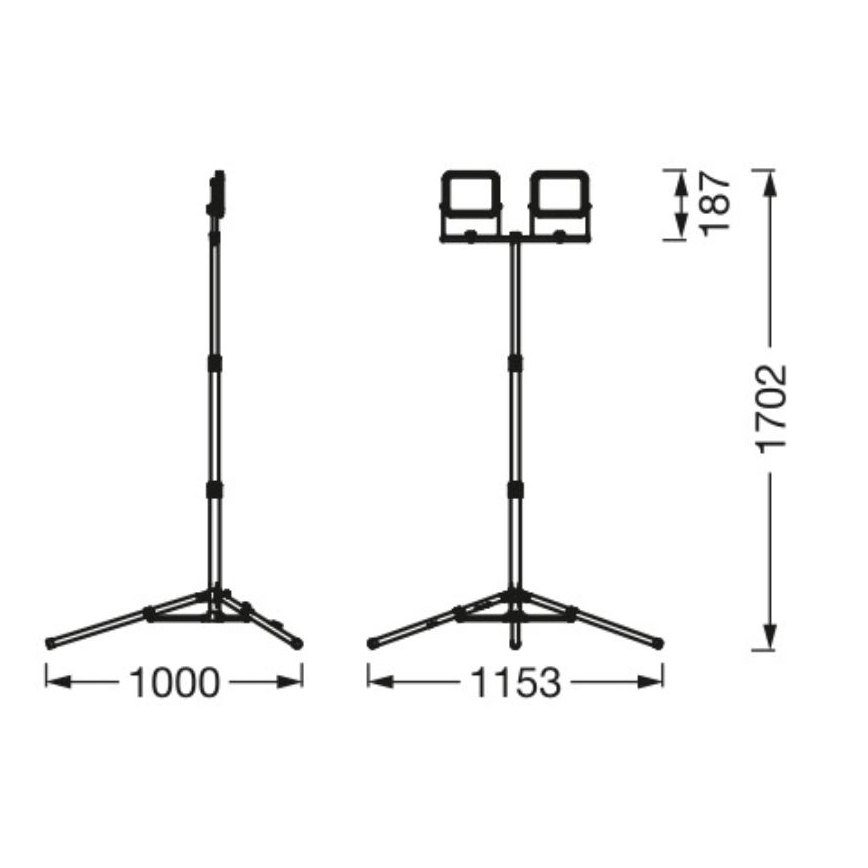 Ledvance - Holofote exterior LED com um suporte WORKLIGHT TRIPOD 2xLED/20W/230V 6500K IP65