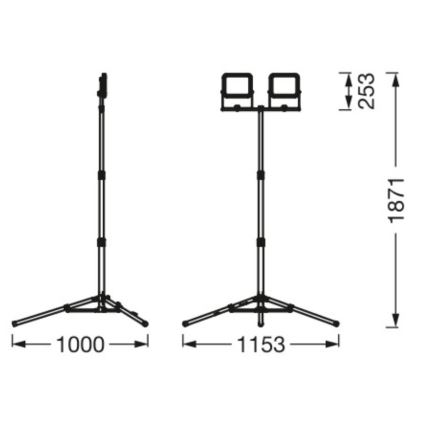 Ledvance - Holofote exterior LED com um suporte WORKLIGHT TRIPOD 2xLED/30W/230V 6500K IP65