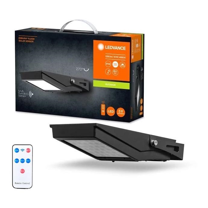 Ledvance - Holofote solar exterior LED com sensor FLOOD LED/10W/3,6V IP65