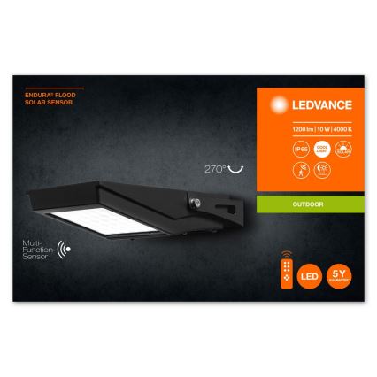 Ledvance - Holofote solar exterior LED com sensor FLOOD LED/10W/3,6V IP65