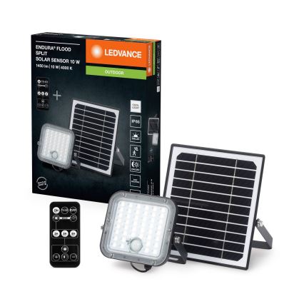 Ledvance - Holofote LED solar com regulação e sensor FLOOD SPLIT LED/10W/7,4V IP65 + comando