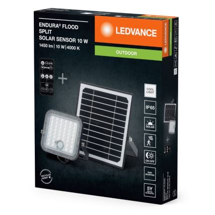 Ledvance - Holofote LED solar com regulação e sensor FLOOD SPLIT LED/10W/7,4V IP65 + comando