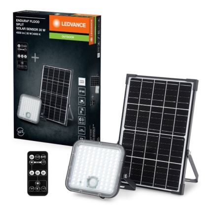 Ledvance - Holofote solar LED regulável com sensor FLOOD SPLIT LED/30W/6,4V IP65 + comando