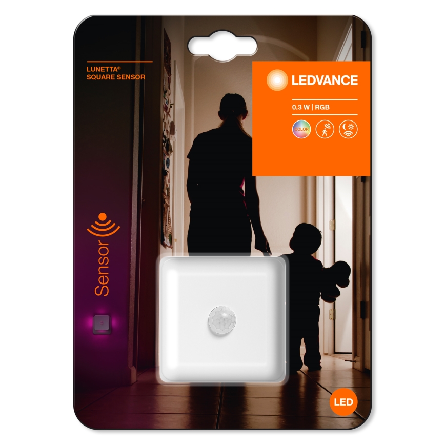 Ledvance- Iluminação de orientação de tomada RGB LED com um sensor LUNETTA LED/0,3W/230