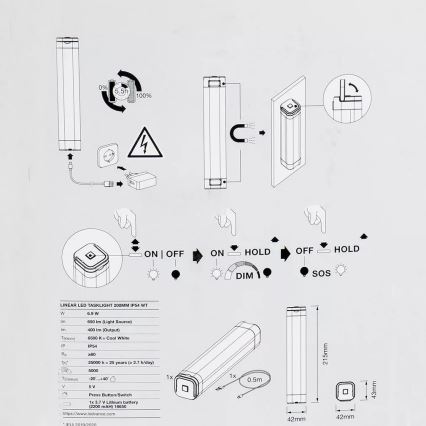 Ledvance - Iluminação de orientação LED com regulação LINEAR LED/6,9W/5V IP54