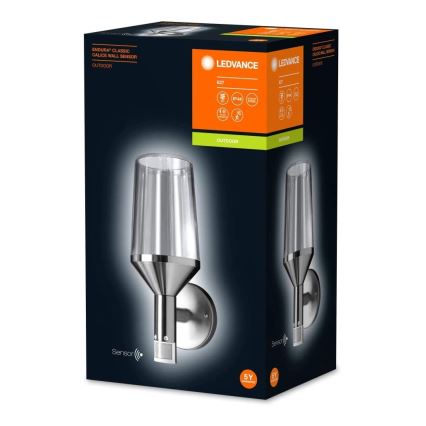 Ledvance - Iluminação de parede exterior com sensor CALICE 1xE27/60W/230V IP44