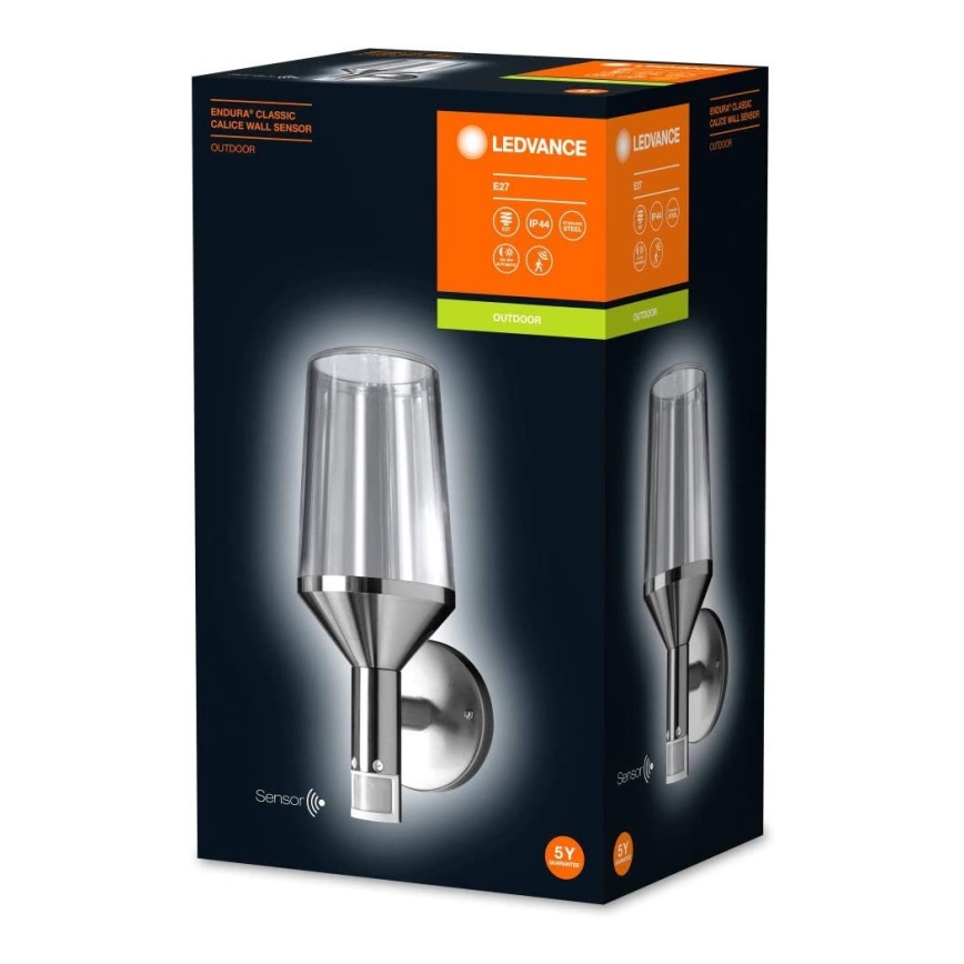 Ledvance - Iluminação de parede exterior com sensor CALICE 1xE27/60W/230V IP44