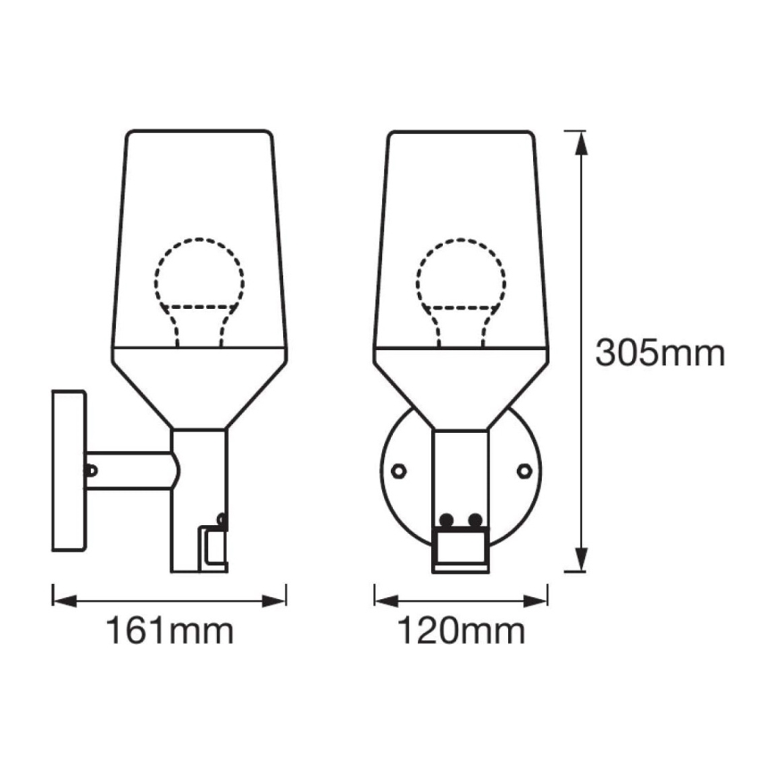 Ledvance - Iluminação de parede exterior com sensor CALICE 1xE27/60W/230V IP44