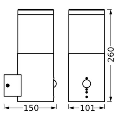 Ledvance - Iluminação de parede exterior com sensor EBRO 1xE27/20W/230V IP44