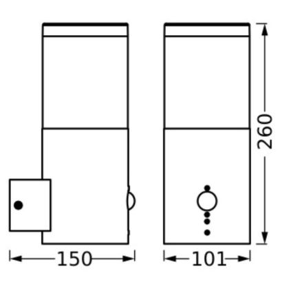 Ledvance - Iluminação de parede exterior com sensor EBRO 1xE27/20W/230V IP44