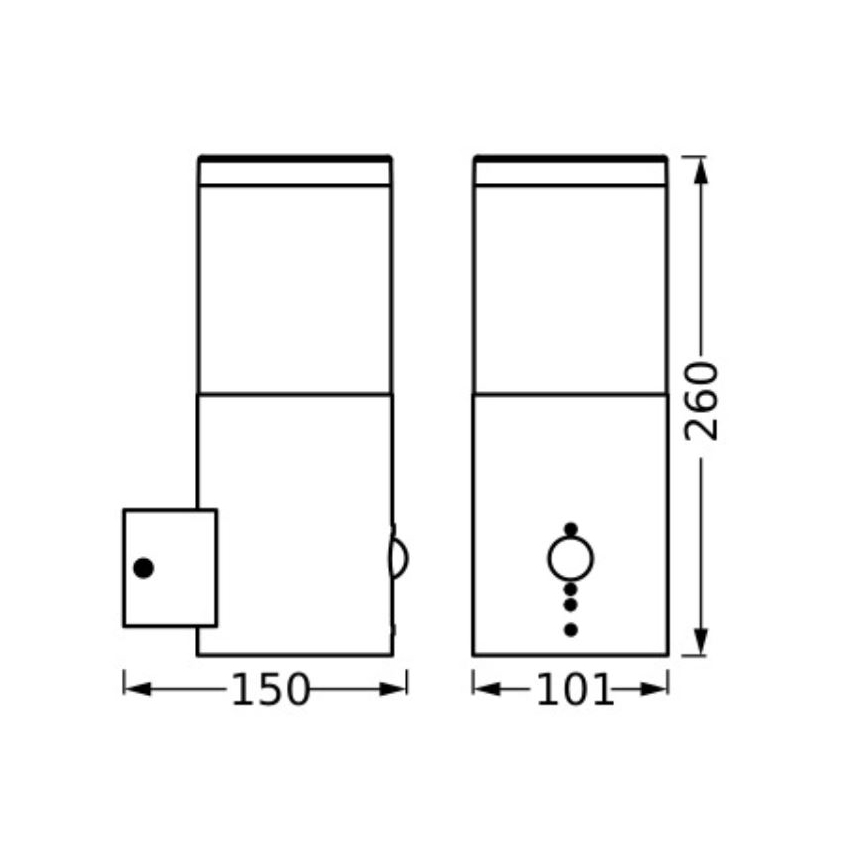 Ledvance - Iluminação de parede exterior com sensor EBRO 1xE27/20W/230V IP44