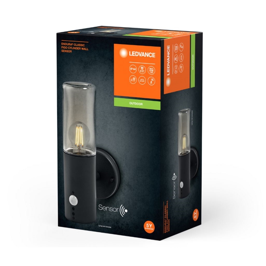 Ledvance - Iluminação de parede exterior com sensor FIGO CYLINDER 1xE27/20W/230V
