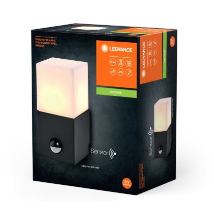 Ledvance - Iluminação de parede exterior com sensor FIGO SQUARE 1xE27/20W/230V