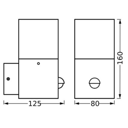 Ledvance - Iluminação de parede exterior com sensor FIGO SQUARE 1xE27/20W/230V