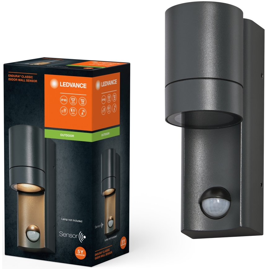 Ledvance - Iluminação de parede exterior com sensor ISIDOR 1xGU10/35W/230V IP65