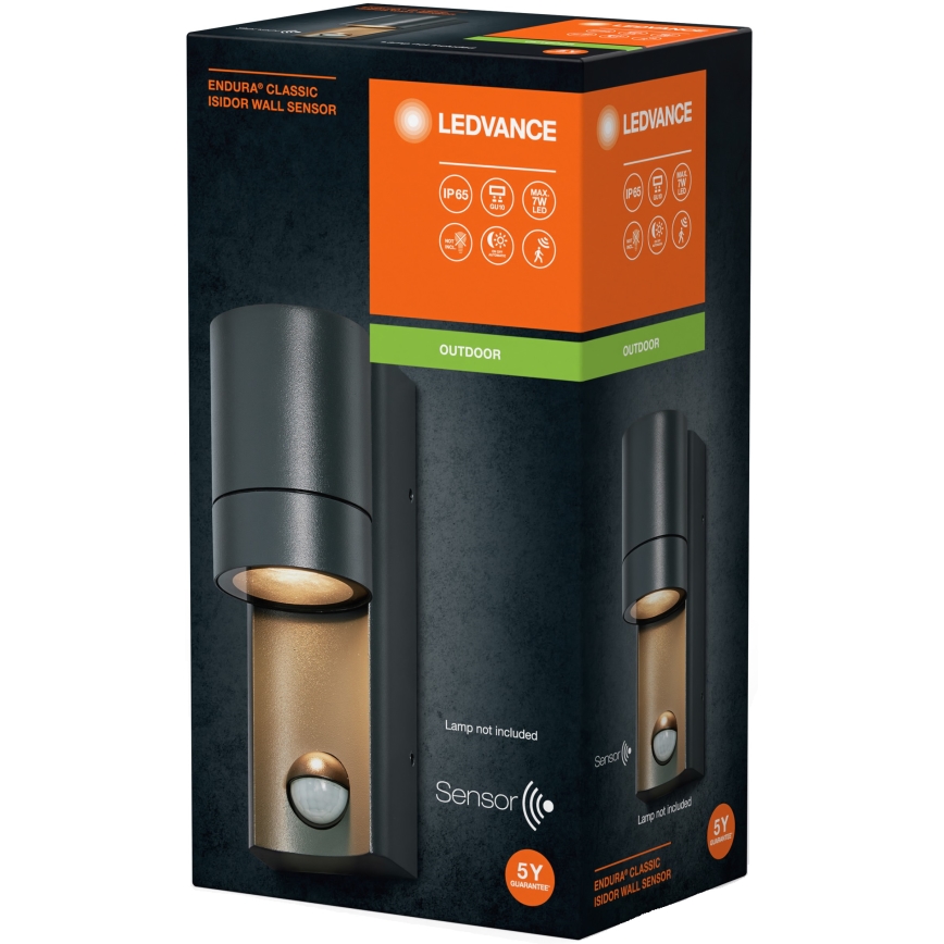 Ledvance - Iluminação de parede exterior com sensor ISIDOR 1xGU10/35W/230V IP65