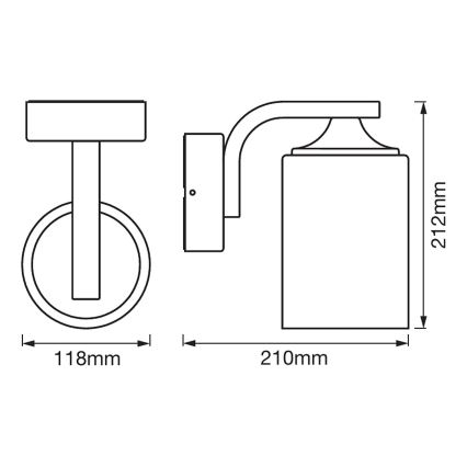 Ledvance - Iluminação de parede exterior CYLINDER 1xE27/60W/230V IP43 preta