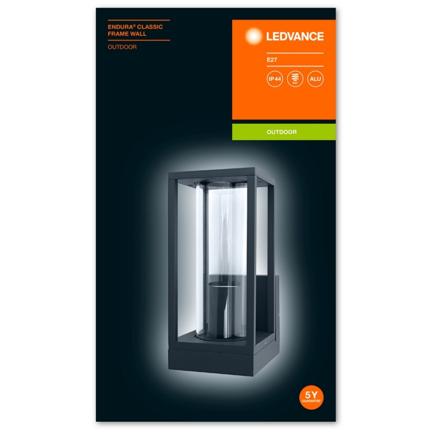 Ledvance - Iluminação de parede exterior FRAME 1xE27/60W/230V IP44