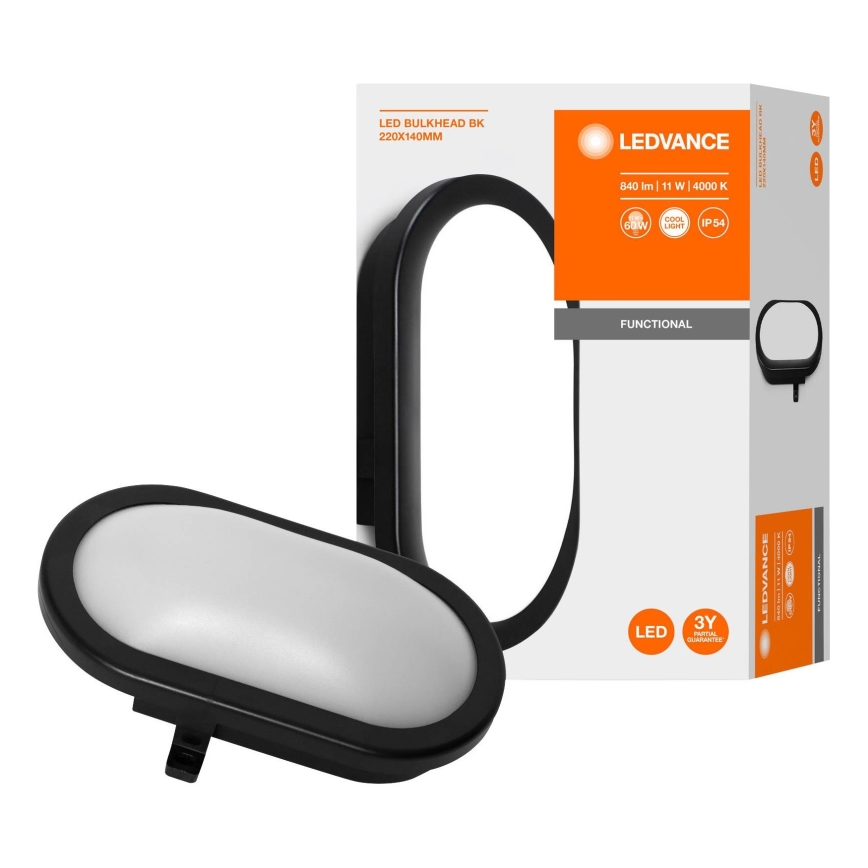 Ledvance - Iluminação de parede exterior LED BULKHEAD LED/11W/230V IP54 preta