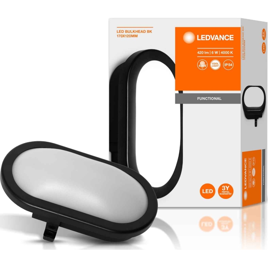 Ledvance - Iluminação de parede exterior LED BULKHEAD LED/6W/230V IP54 preta