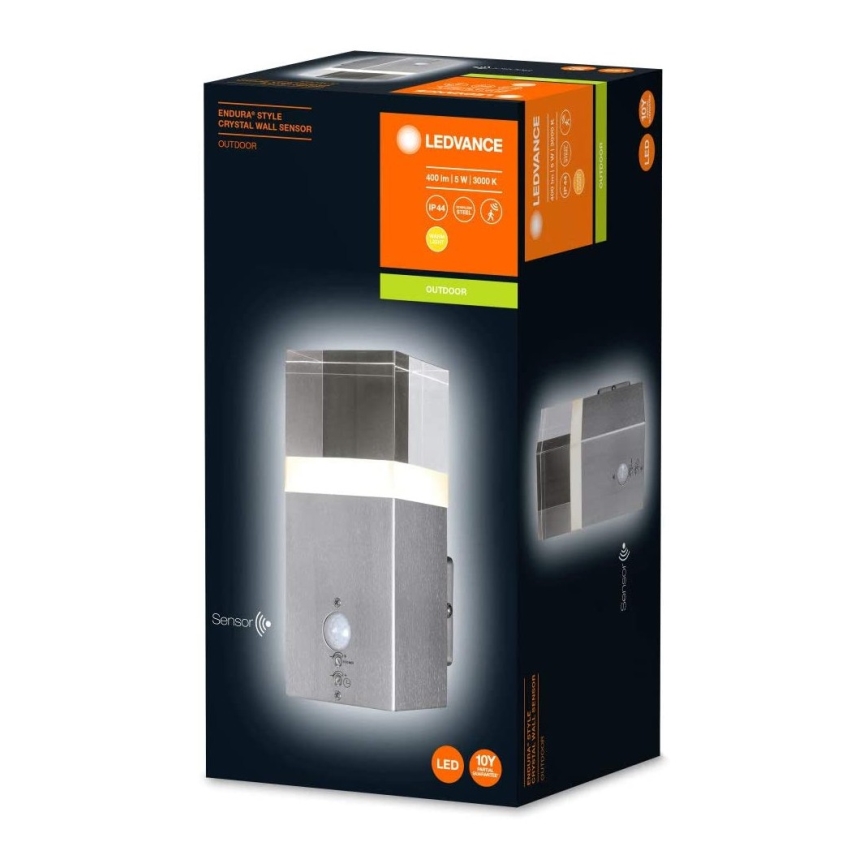 Ledvance - Iluminação de parede exterior LED com sensor CRYSTAL 1xLED/5W/230V IP44