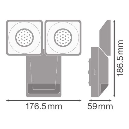 Ledvance - Iluminação de parede exterior LED com sensor SPOT 2xLED/8W/230V IP55
